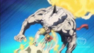Luffy's All-out Attack! Red Hawk Blasts!