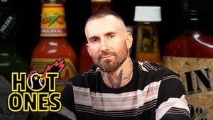 Adam Levine Gives a Halftime Speech While Eating Spicy Wings