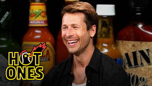 Glen Powell Needs a Wingman While Eating Spicy Wings